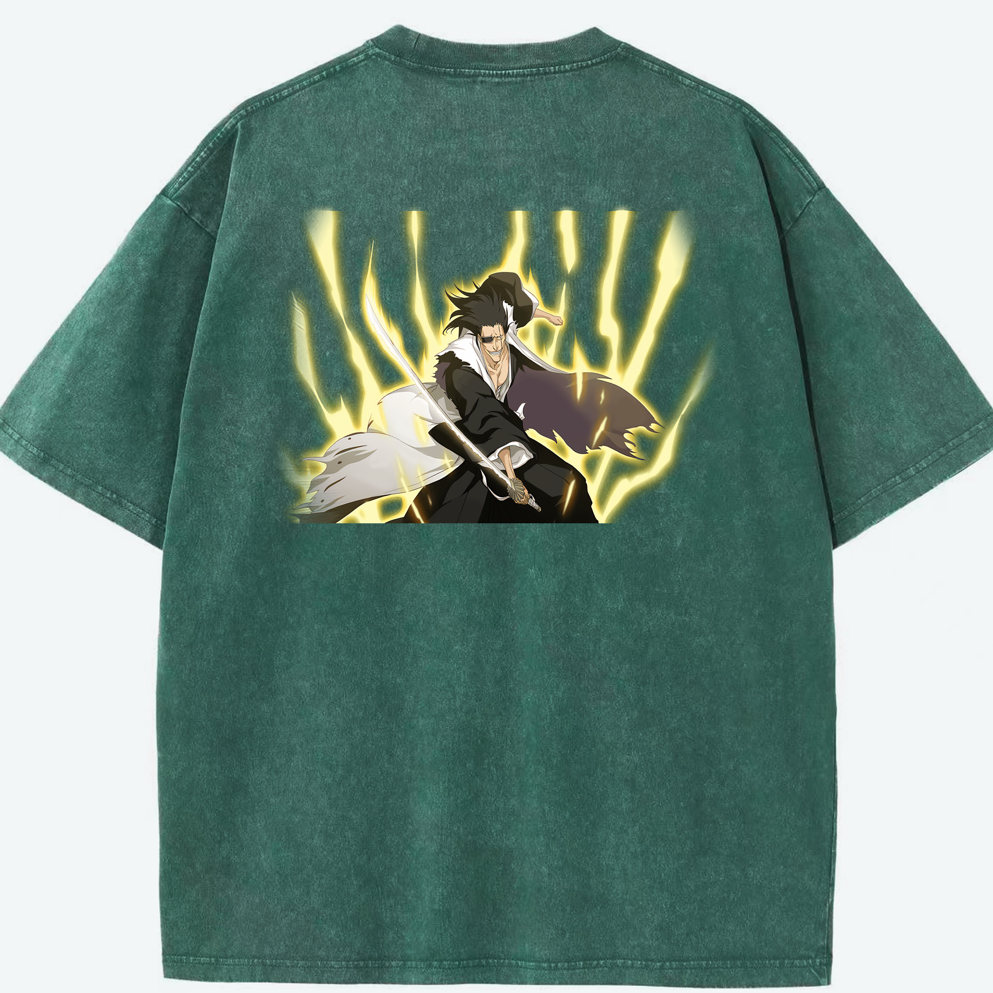 （画像用） ブリーチ ざらき けんぱち BLEACH Zaraki Kenpachi 綿100% ヴィンテージ風 半袖Tシャツ（背面プリント）